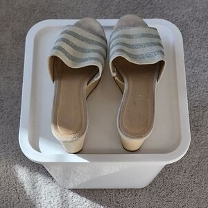 Splendid Silver and Cream Striped Mules